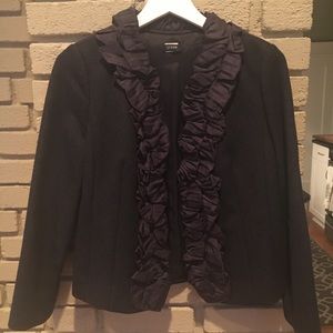EUC J Crew Charcoal Ruffle Front Blazer Size 0